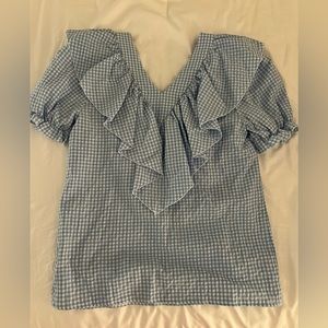 Ruffle checkered top